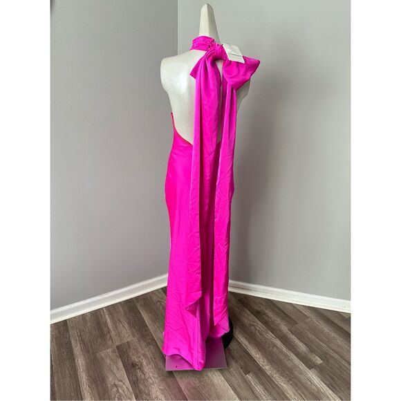 MISHA COLLECTION Evianna Halter Neck Satin Trumpet Gown - Picture 9 of 12